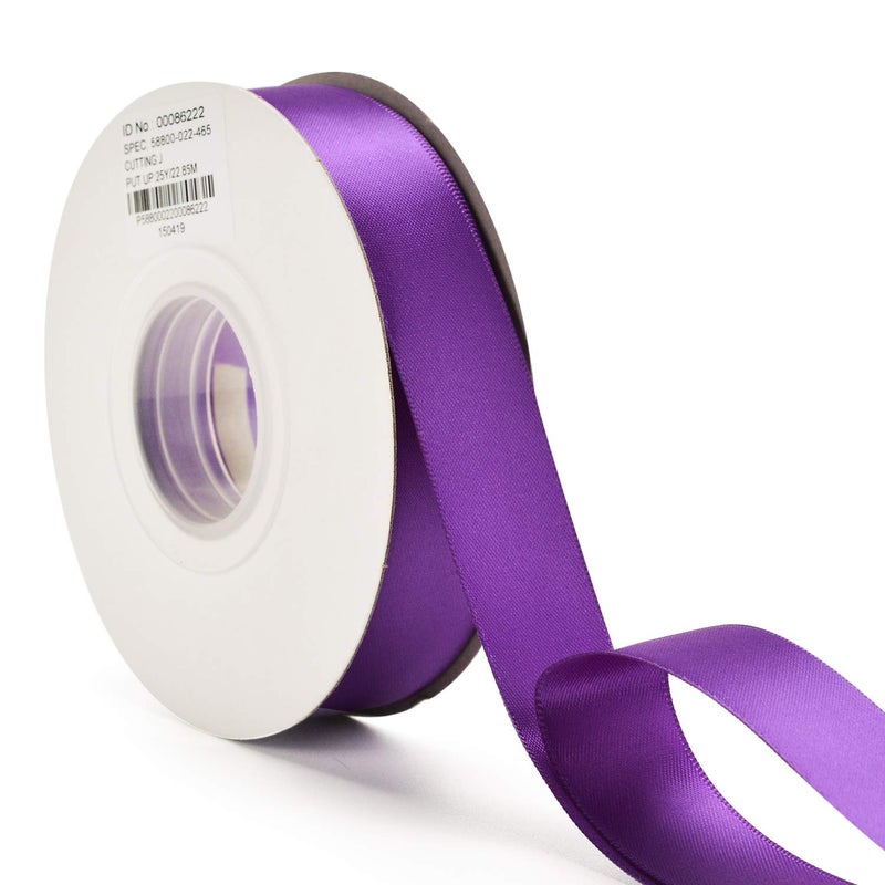 YAMA Purple Double Face Satin Ribbon - 7/8 Inch 25 Yards Purple Silk Ribbons for Crafts Gift Wrapping Wreaths - Image 2